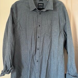 Prana Men's Slate Blue Casual Button-Down Shirt